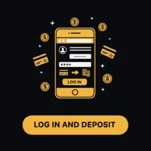 Menace king Casino app login and deposit screen with credit cards and money icons.