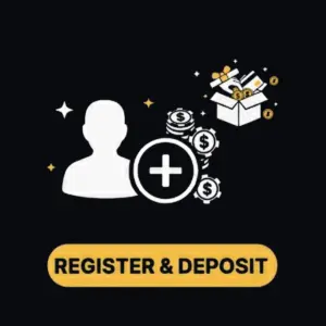 Menace Casino icon showing a user profile and coins, symbolizing the process of registration and depositing funds.