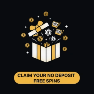 Menace King Casino icon depicting a gift box with free spins and coins, representing claiming no deposit free spins.