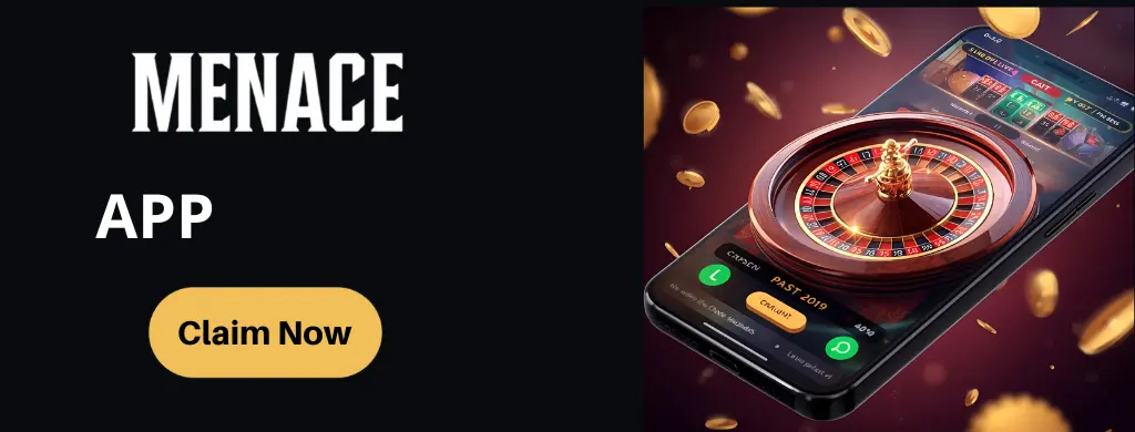 Menace king Casino app with roulette game and the "Claim Now" button.