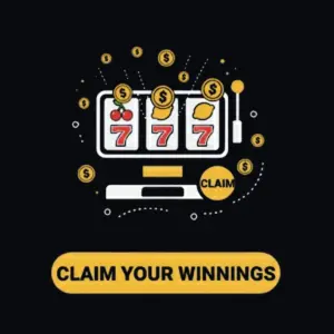 Menace Casino claim your winnings icon with a slot machine showing 7s and coins.